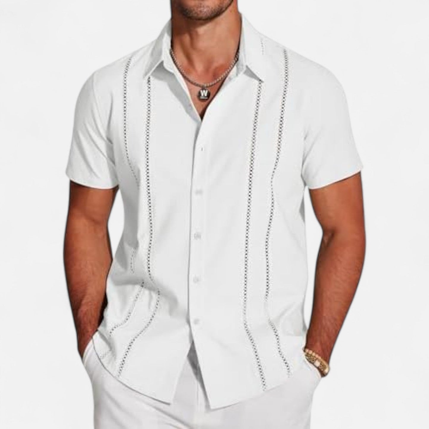 Belbo | Men’s Premium Short-Sleeve Linen Guayabera Shirt – Cuban-Inspired Button-Down for Summer Leisure