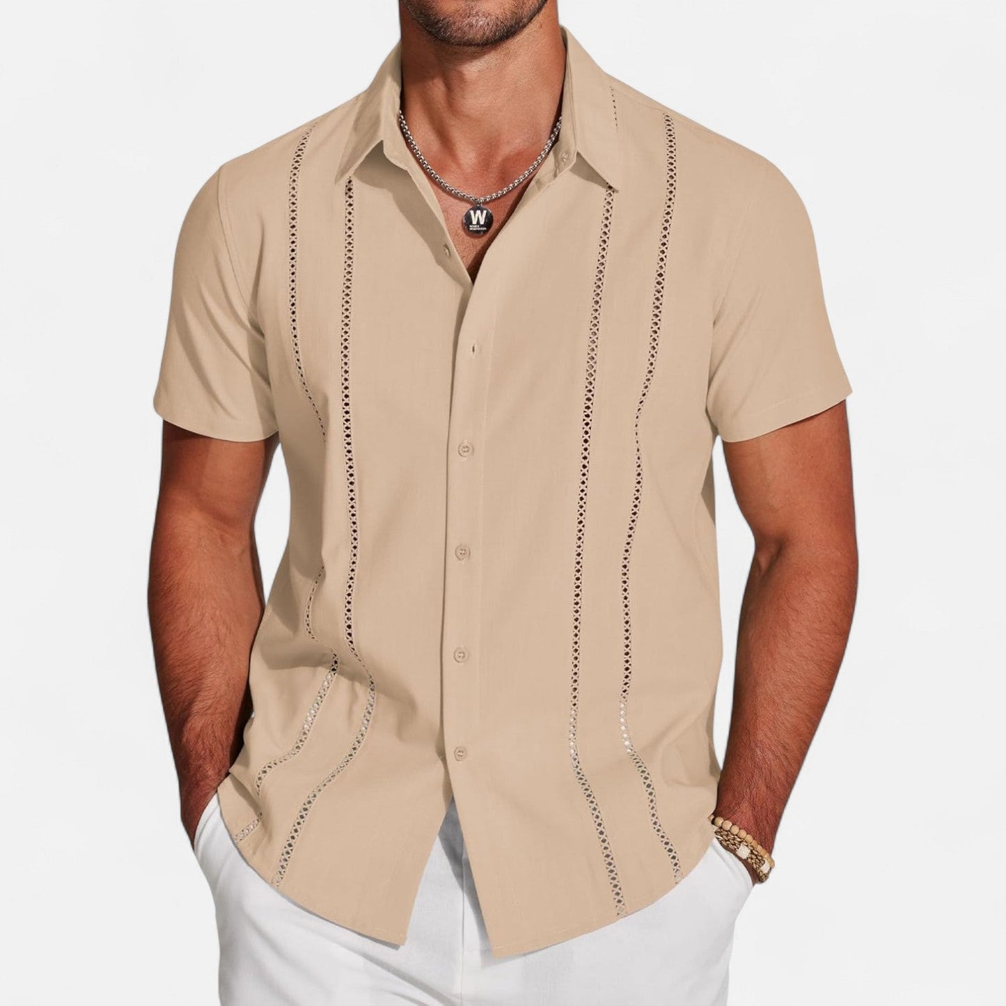 Belbo | Men’s Premium Short-Sleeve Linen Guayabera Shirt – Cuban-Inspired Button-Down for Summer Leisure
