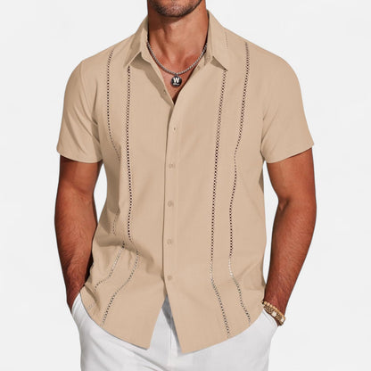 Belbo | Men’s Premium Short-Sleeve Linen Guayabera Shirt – Cuban-Inspired Button-Down for Summer Leisure