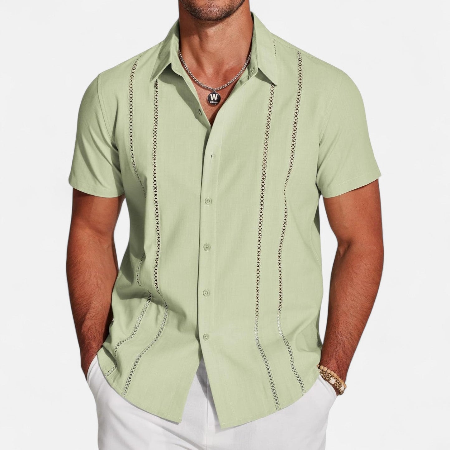 Belbo | Men’s Premium Short-Sleeve Linen Guayabera Shirt – Cuban-Inspired Button-Down for Summer Leisure