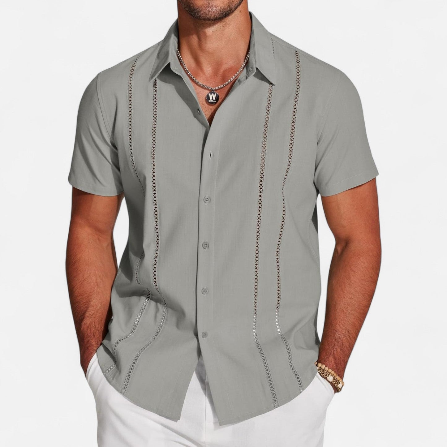 Belbo | Men’s Premium Short-Sleeve Linen Guayabera Shirt – Cuban-Inspired Button-Down for Summer Leisure