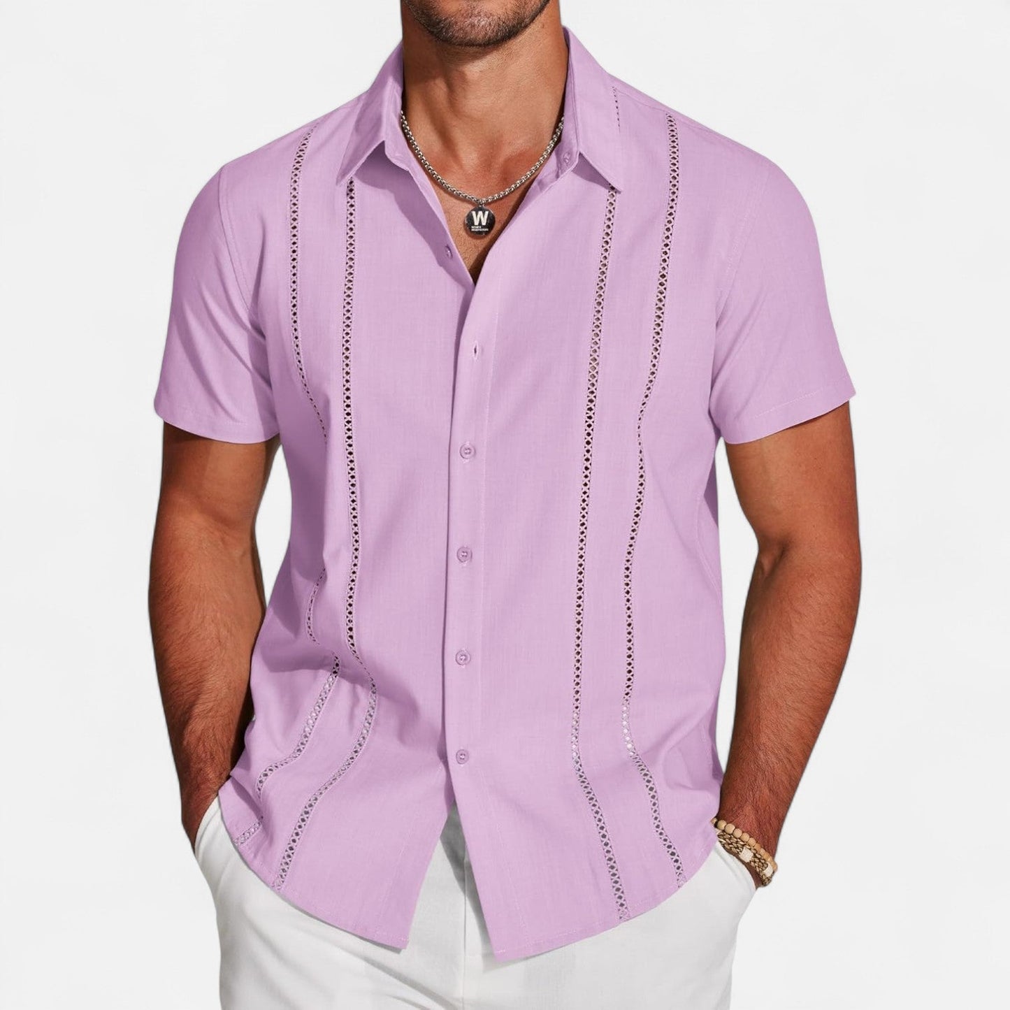 Belbo | Men’s Premium Short-Sleeve Linen Guayabera Shirt – Cuban-Inspired Button-Down for Summer Leisure