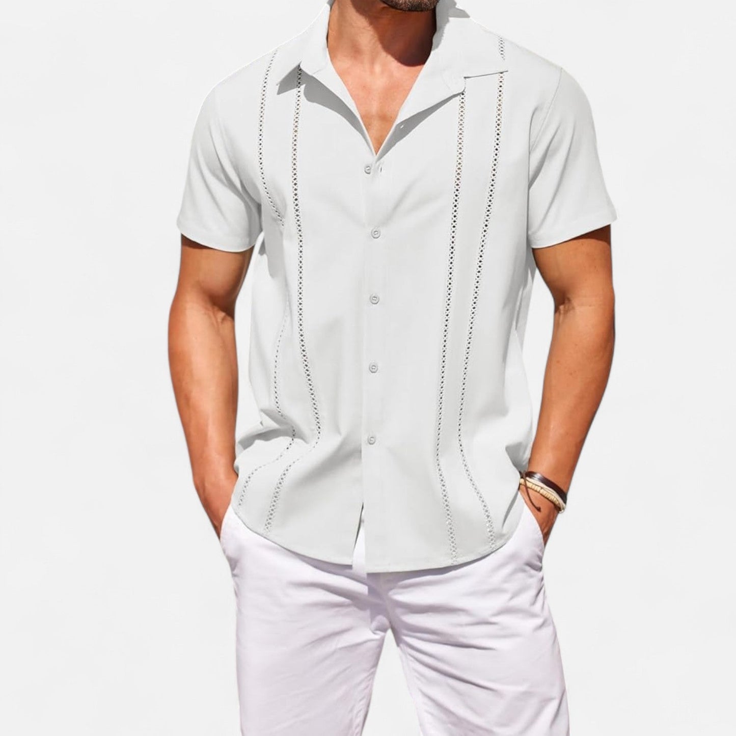 Belbo | Men’s Premium Short-Sleeve Linen Guayabera Shirt – Cuban-Inspired Button-Down for Summer Leisure