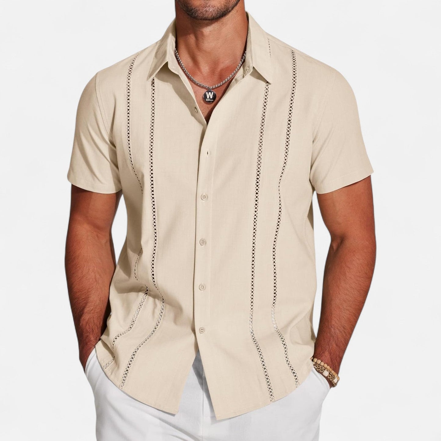 Belbo | Men’s Premium Short-Sleeve Linen Guayabera Shirt – Cuban-Inspired Button-Down for Summer Leisure