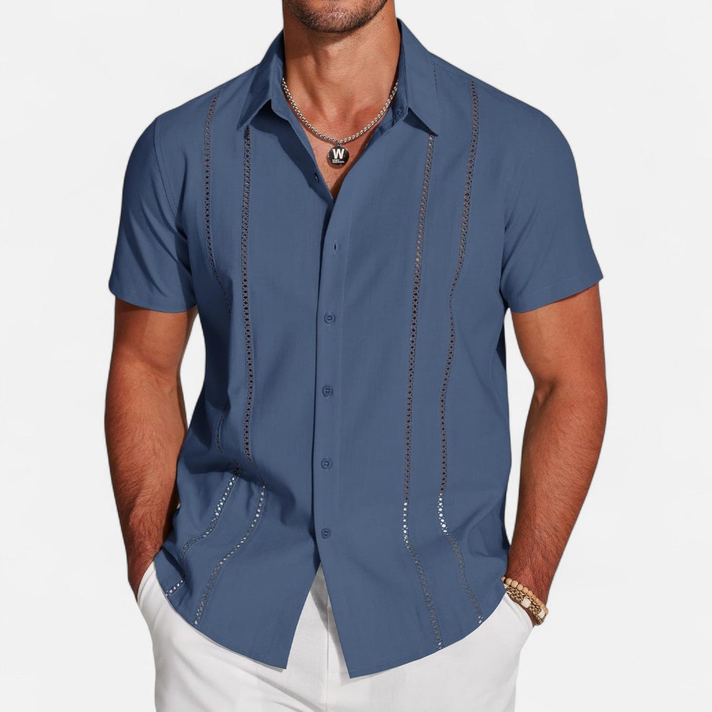 Belbo | Men’s Premium Short-Sleeve Linen Guayabera Shirt – Cuban-Inspired Button-Down for Summer Leisure