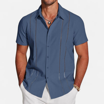 Belbo | Men’s Premium Short-Sleeve Linen Guayabera Shirt – Cuban-Inspired Button-Down for Summer Leisure