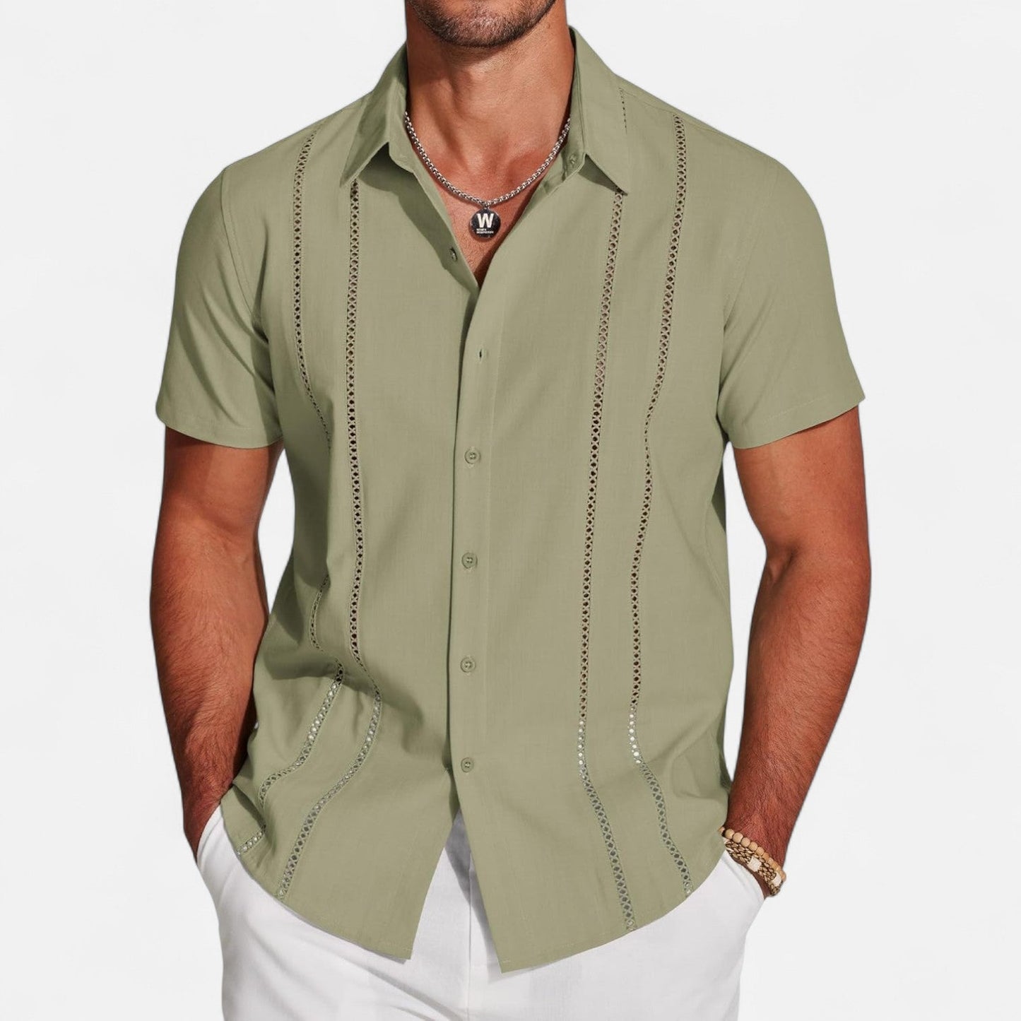 Belbo | Men’s Premium Short-Sleeve Linen Guayabera Shirt – Cuban-Inspired Button-Down for Summer Leisure