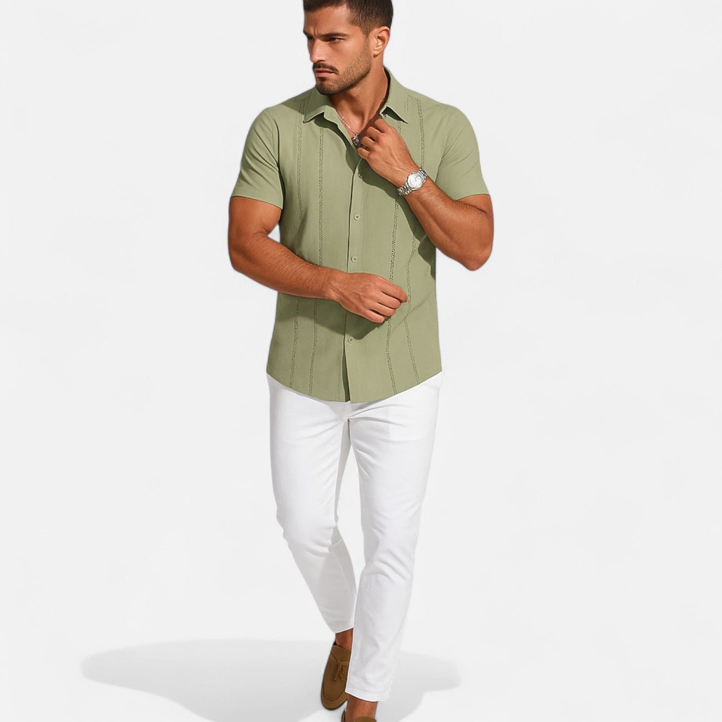 Belbo | Men’s Premium Short-Sleeve Linen Guayabera Shirt – Cuban-Inspired Button-Down for Summer Leisure