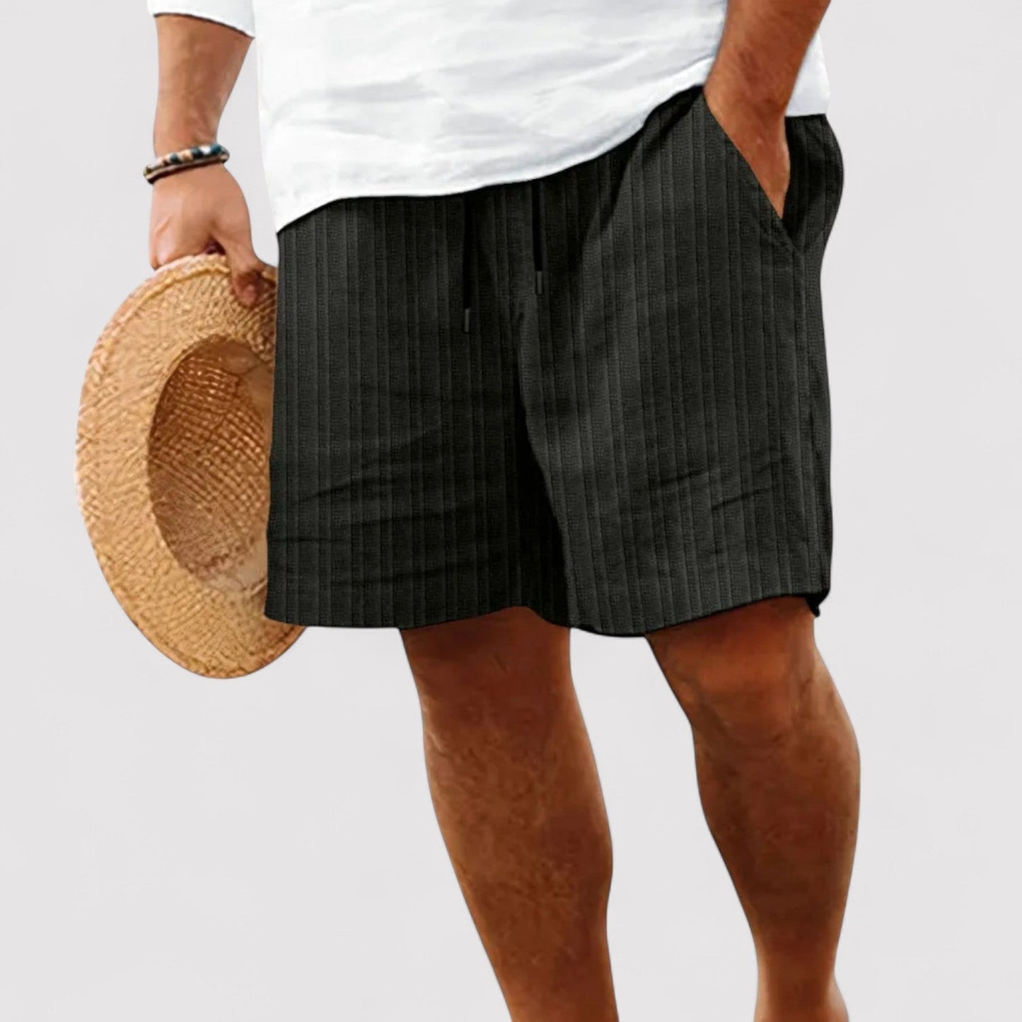 Belbo | Men's Casual Comfortable Premium Striped Pure Linen Shorts