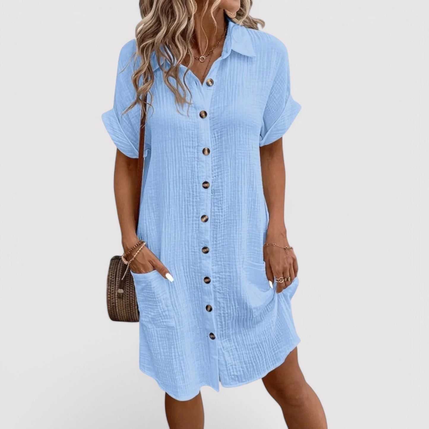 Belbo | Women's Elegant Pure Linen Midi Dress