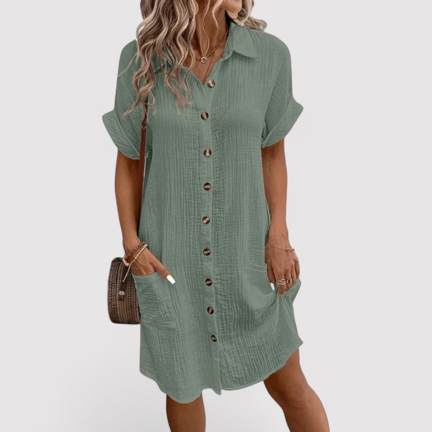 Belbo | Women's Elegant Pure Linen Midi Dress