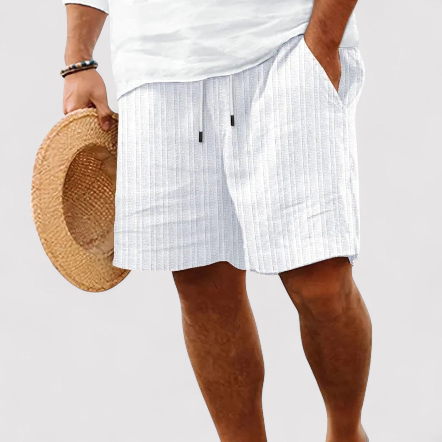 Belbo | Men's Casual Comfortable Premium Striped Pure Linen Shorts